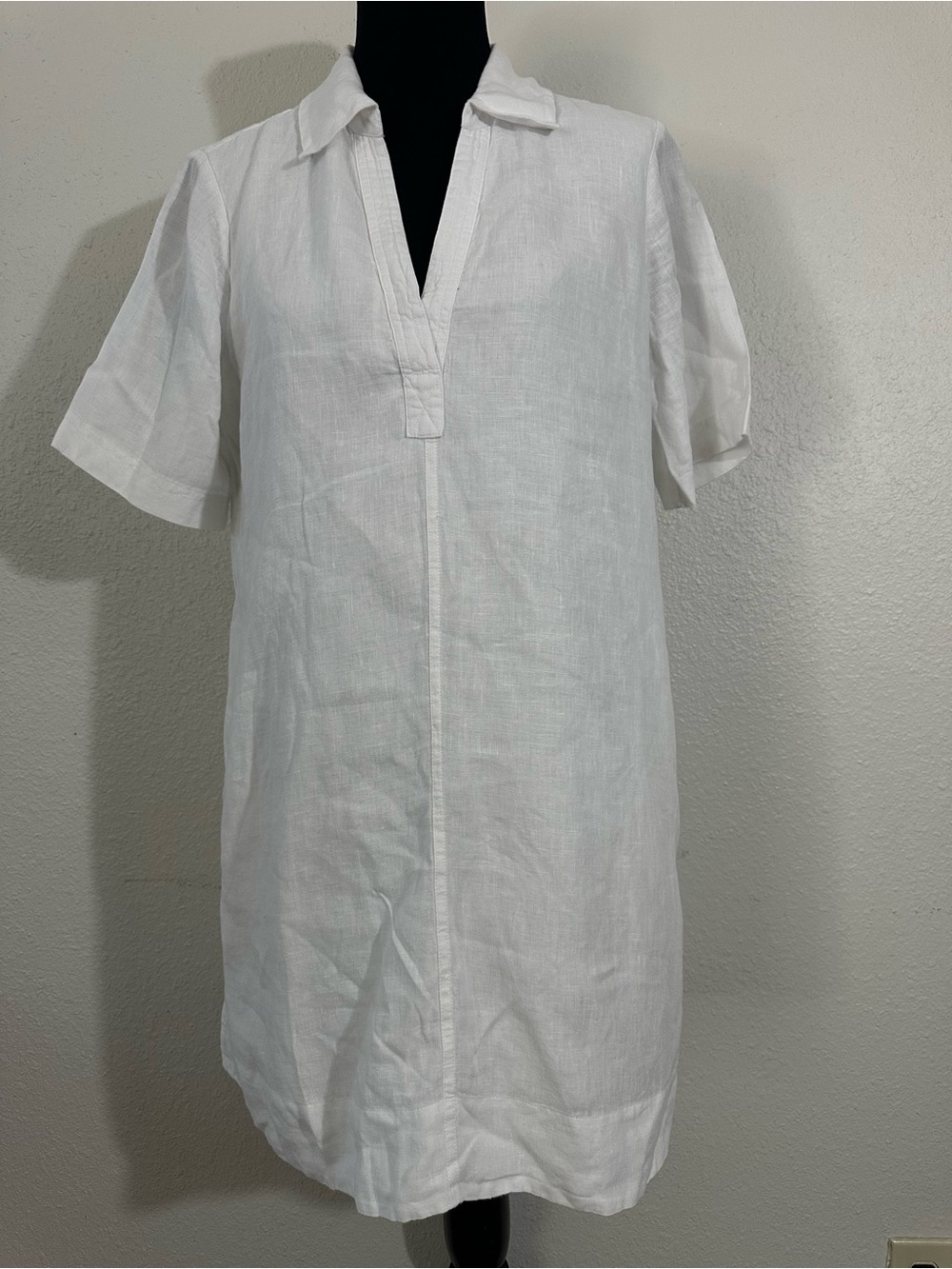 J. Crew White Short-Sleeve Linen Popover Shirt